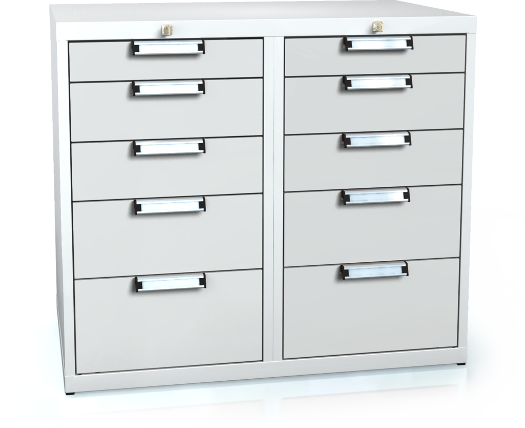 Universal cabinet for workbenches 840 x 963 x 600 - 10x drawer